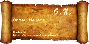 Ormay Nanett névjegykártya
